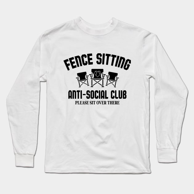 Funny Baseball Fence Sitting Anti-Social Club Please Sit Over There - Softball 4 Long Sleeve T-Shirt by Halby